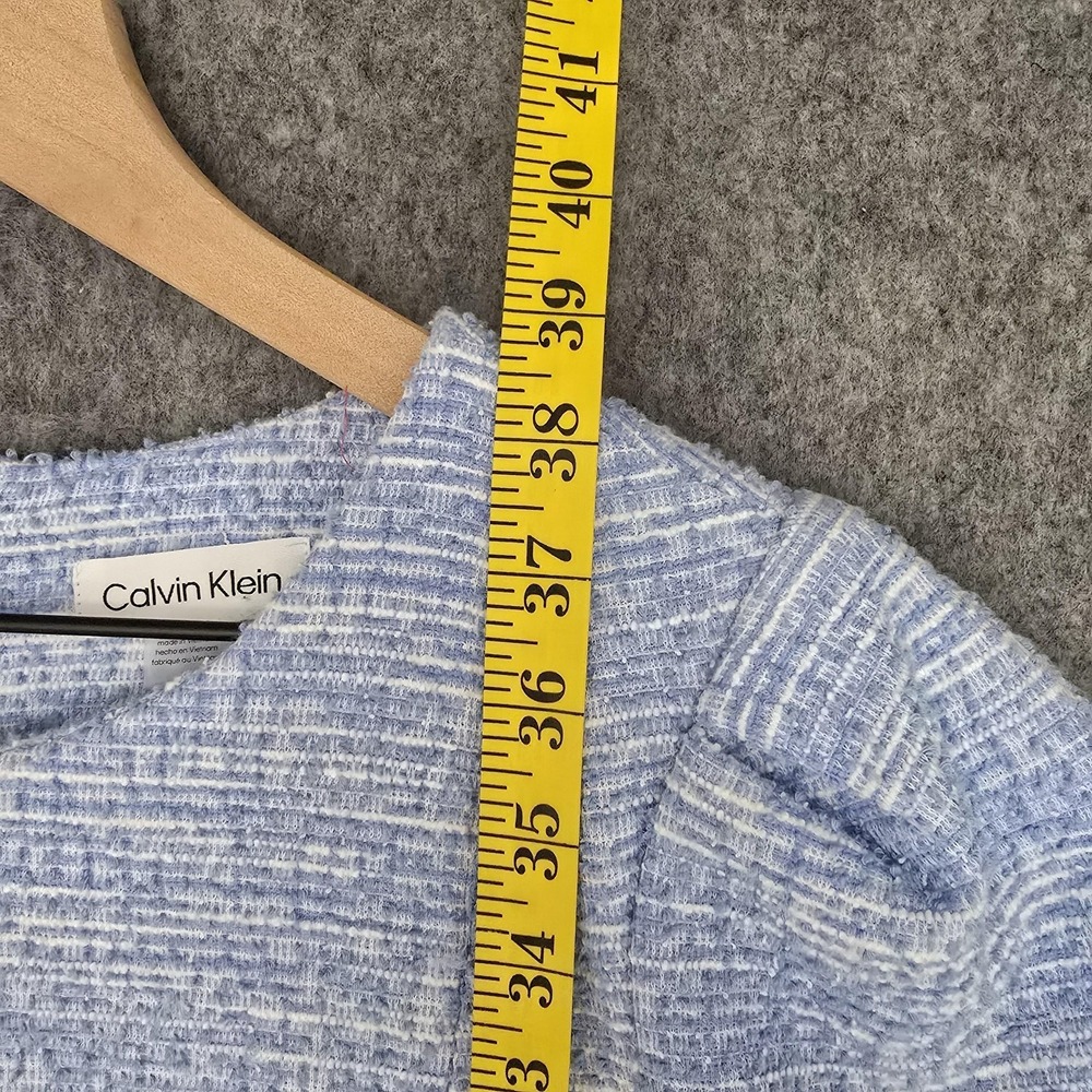 Calvin Klein Dress Womens 12 Blue Tweed‎ Short Sleeve Sheath Lined Zip Work - Picture 13 of 14